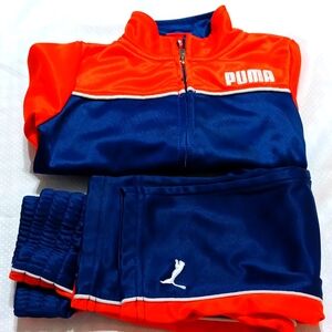 Puma 18m jogging suit with elastic waist on pants.